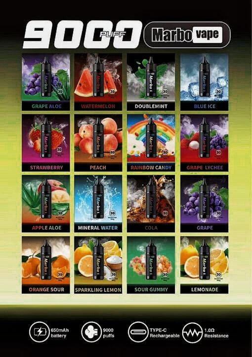泰國爆款 馬博 marbo 9000 puffs 抛棄式一次性電子煙  台灣現貨秒發